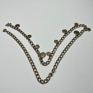 AMAZING VINTAGE GOLD METAL COIN CHAIN BELT OR NECKLACE